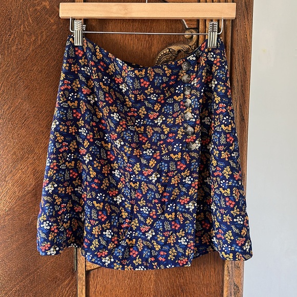 Madewell Floral Mini Skirt Lined High Waisted Print Wrap Side Buttons Medium - Picture 1 of 4